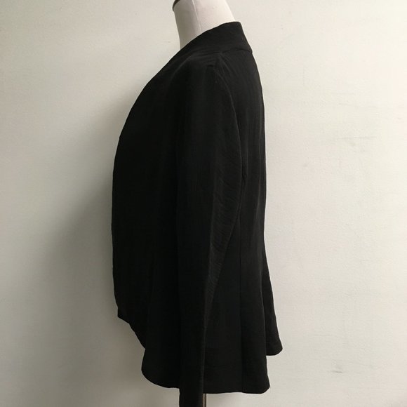 Eileen Fisher black silk open jacket top XS - Picture 3 of 9